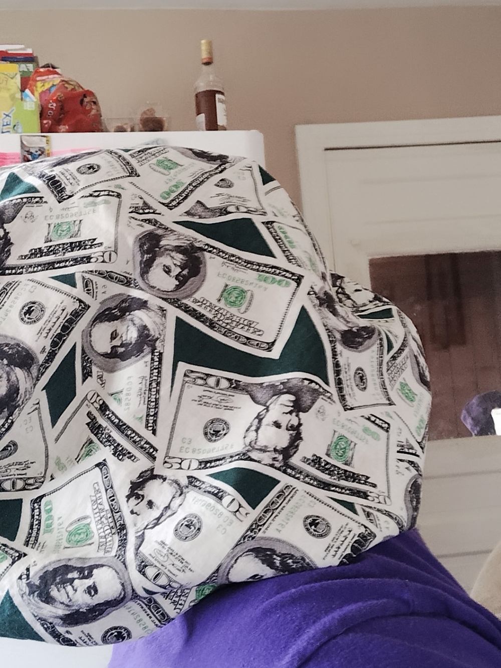 Money Print Sleep Bonnet - Green/White Hair Nightcap - Picture 4 of 6